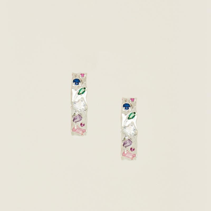 Iridescent Zircon Halo Hoops - Kawaii Minimalist Chic