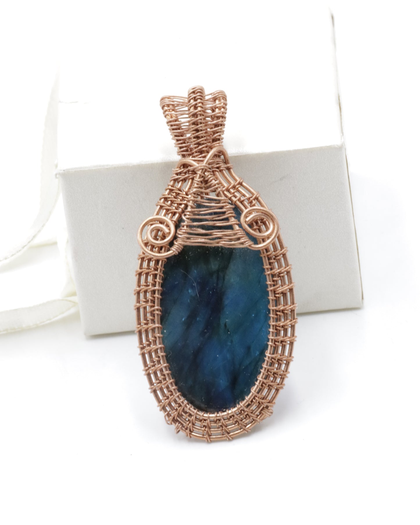 Artistic Labradorite Crystal Pendant - Handmade Copper Wrap Necklace