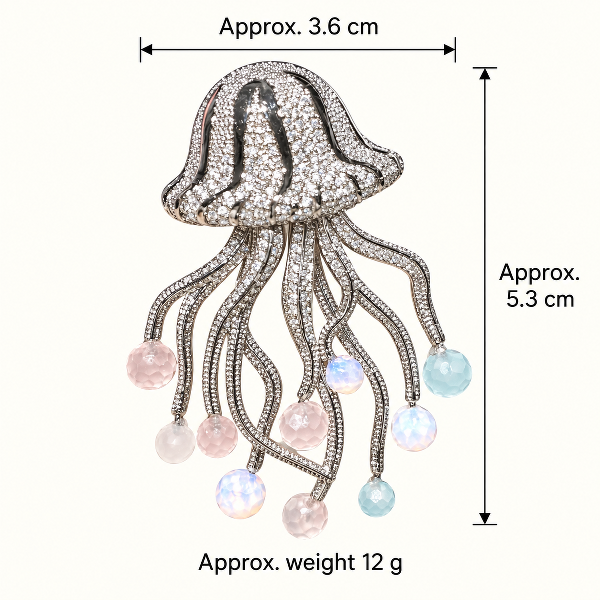 Size diagram for YC029-3 brooch with product image and measurement arrows