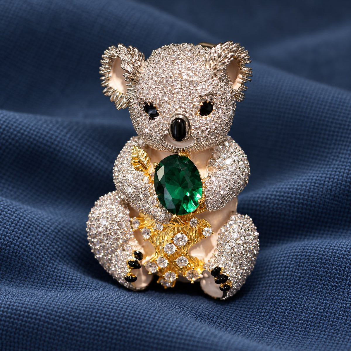 Emerald Green Koala brooch, front view