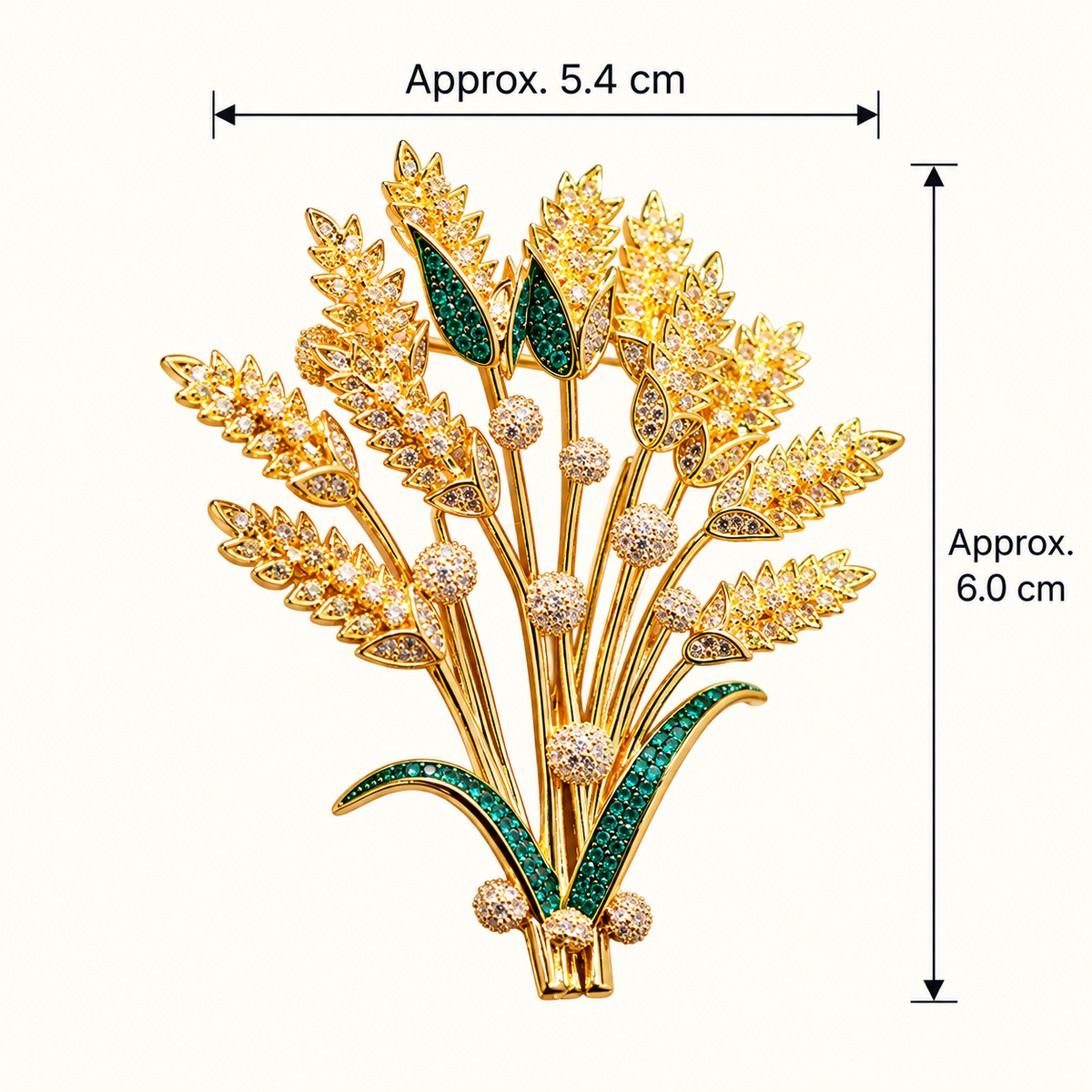 Size diagram for YC073-1 brooch with product image and measurement arrows