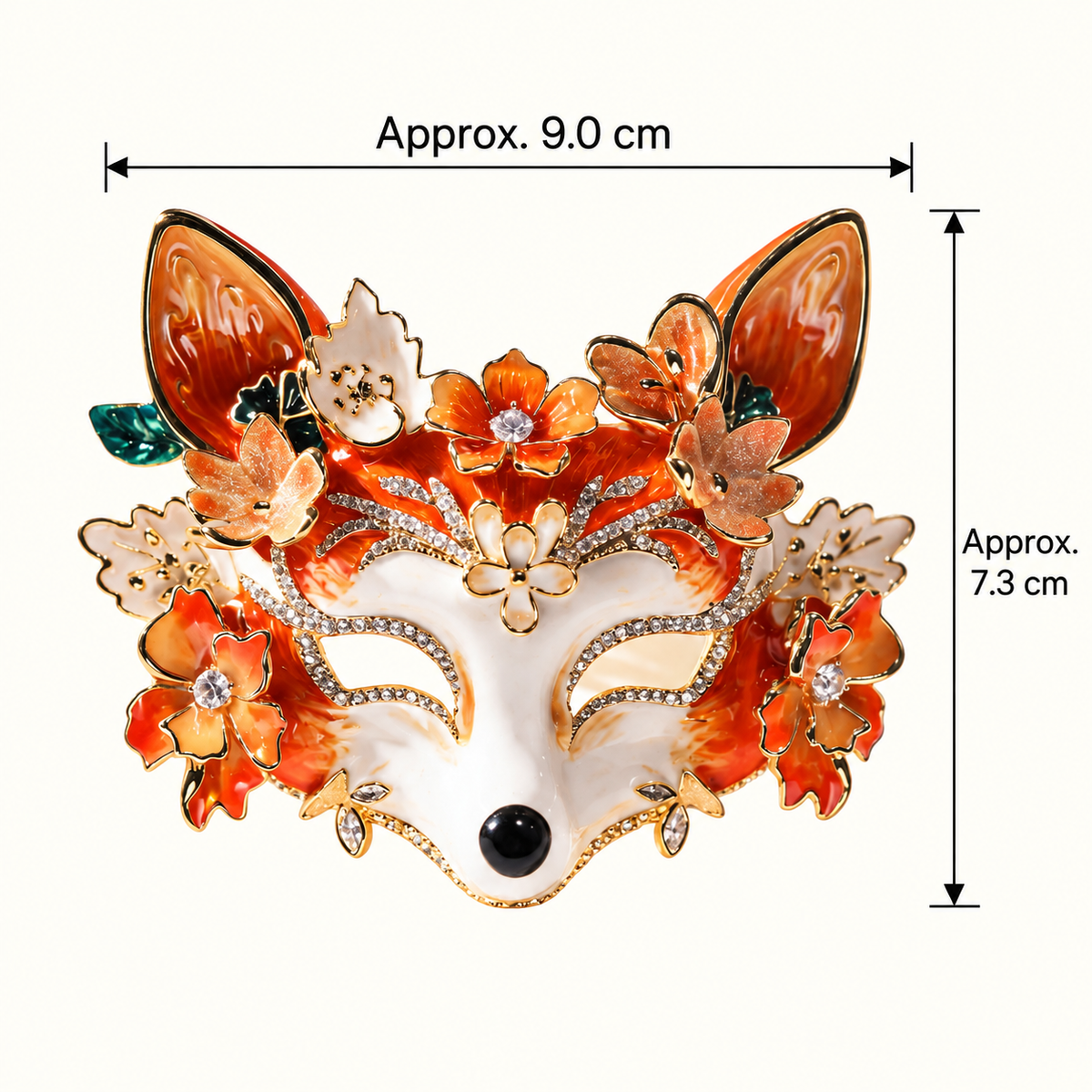 Size diagram for YC100-1-GLOSSY brooch with product image and measurement arrows