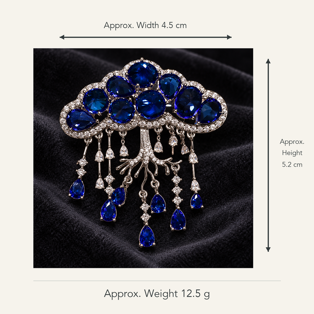 Size and weight guide for Dark Blue brooch