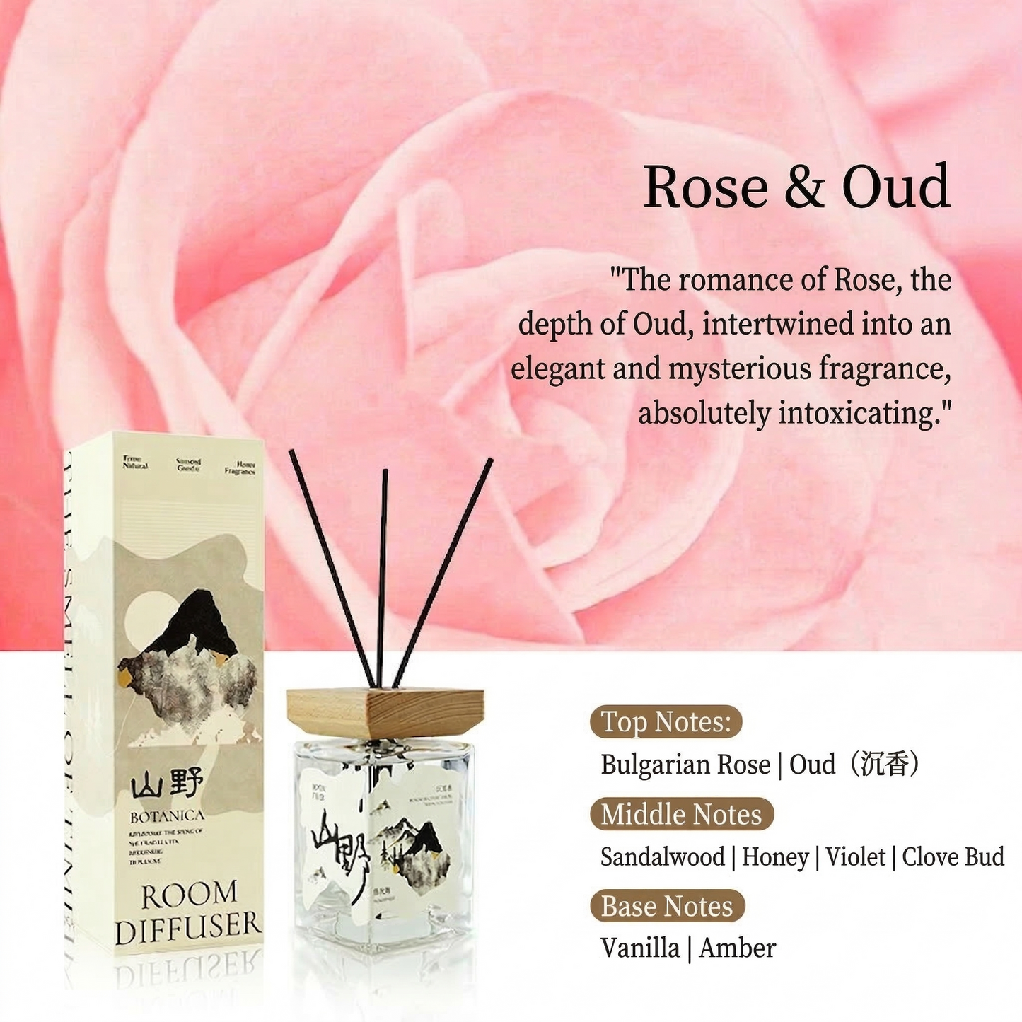 500ml Reed Diffuser Natural Home Fragrance, Mountain Forest Aroma Diffuser, Long Lasting Room Scent, Aromatherapy Gift