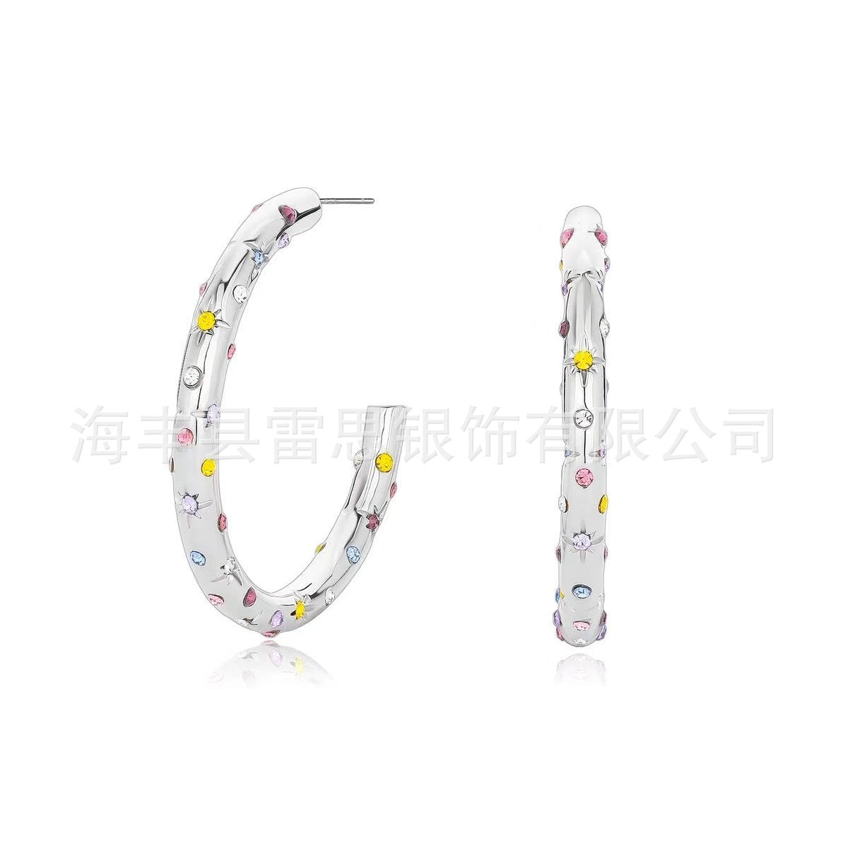 Retro Rainbow Zircon Hoops - Vibrant Glamour Collection