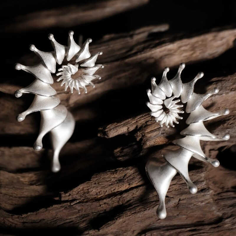 Ocean Soul Silver Shell Studs - Nautical Statement Jewelry