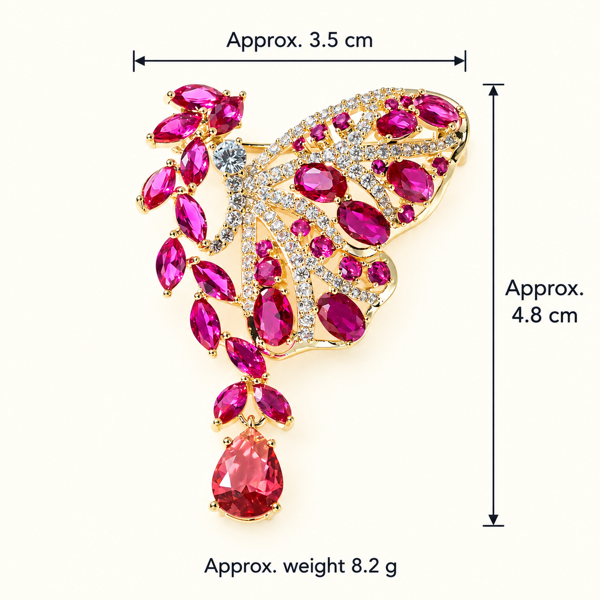 Size diagram for X5179-1-298 brooch with product image and measurement arrows