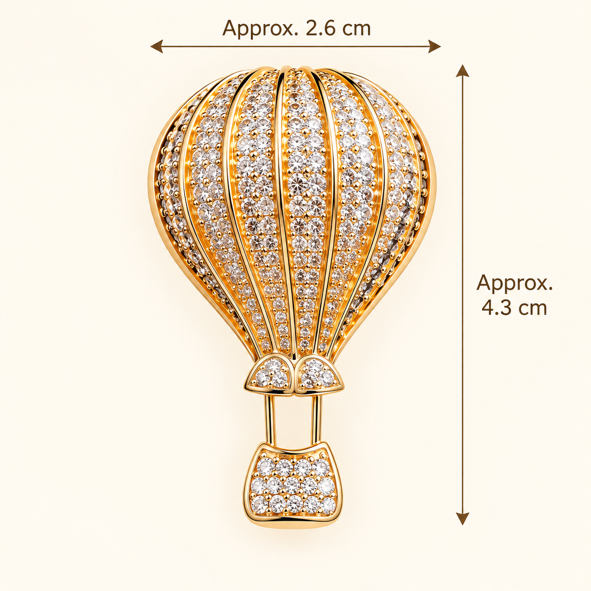Size diagram for YC010-1 brooch with product image and measurement arrows