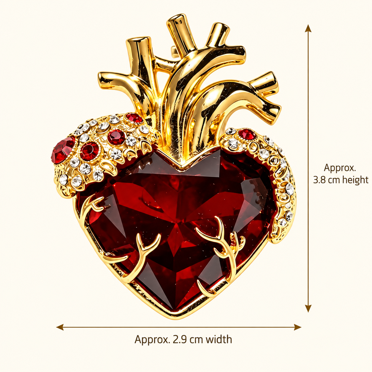 Size diagram for YC061 brooch with product image and measurement arrows