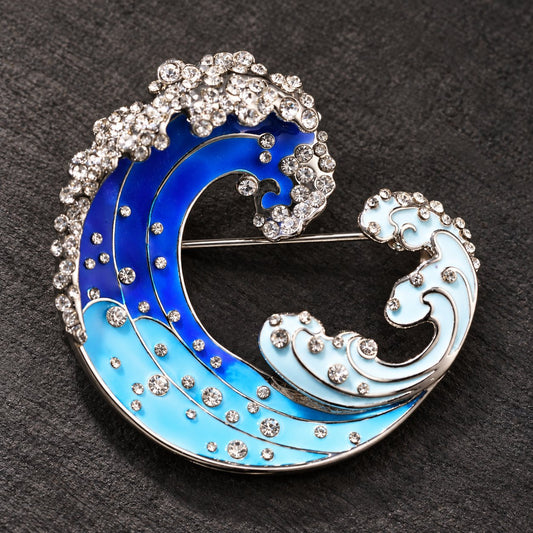 Blue Gradient Wave brooch, front view