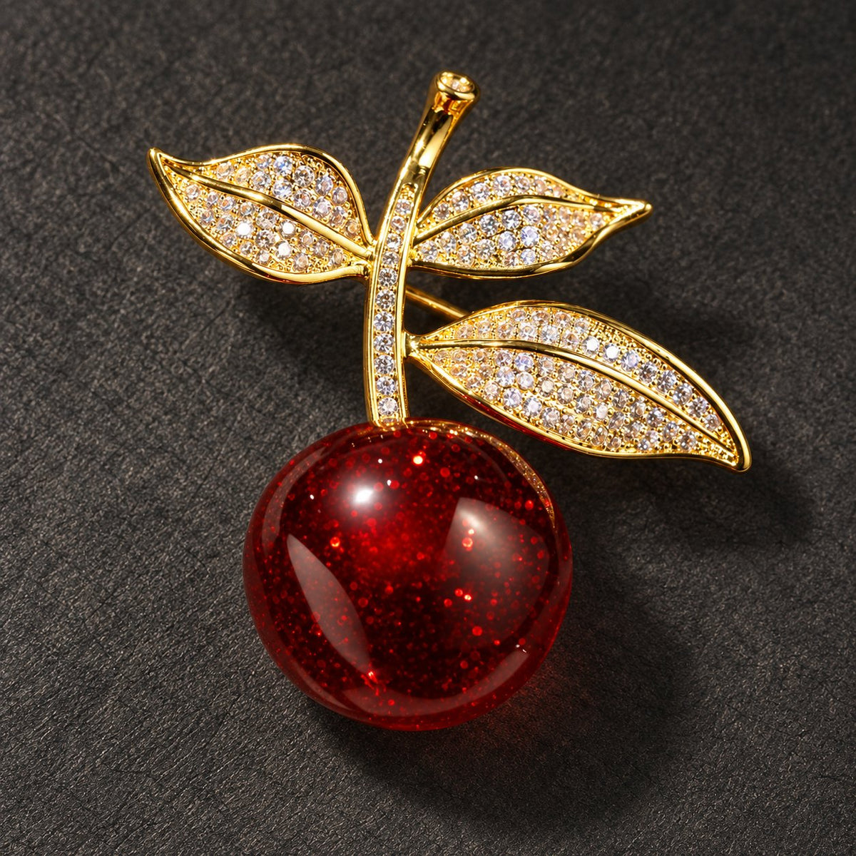 Vintage Cherry brooch, front view