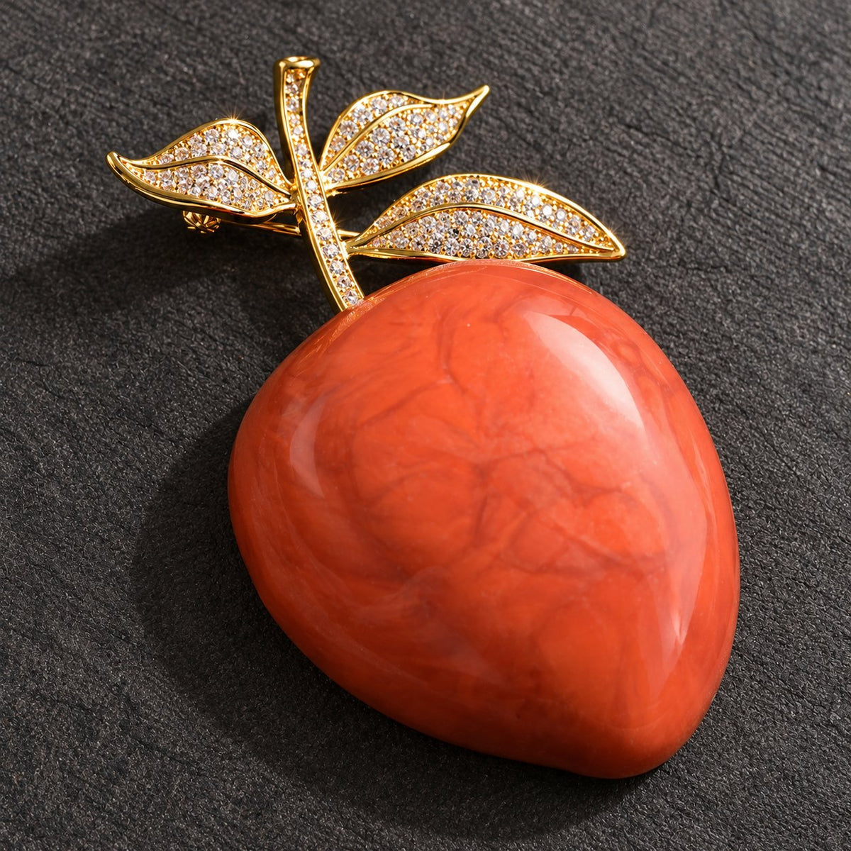 Vintage Peach brooch, front view