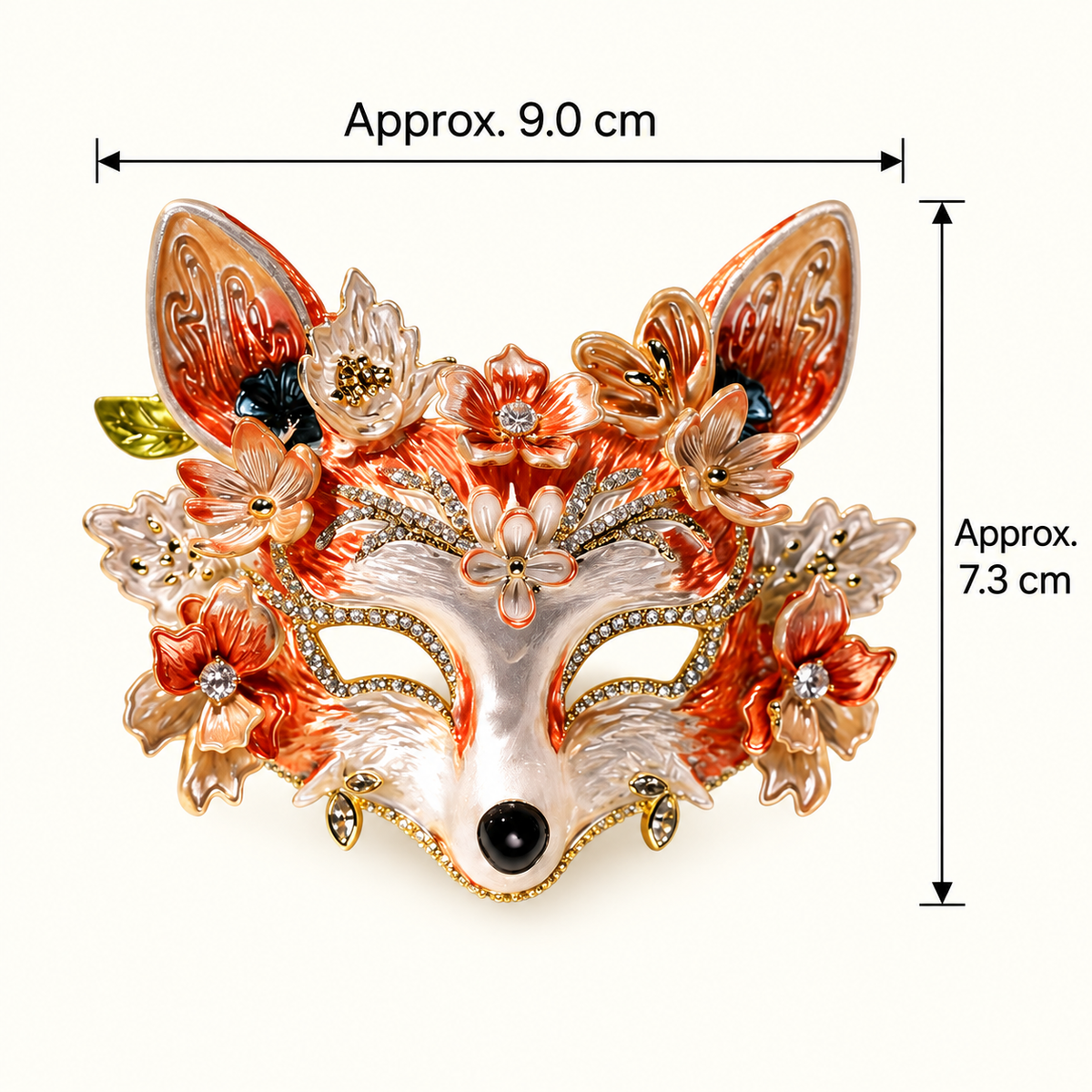 Size diagram for YC100-1-VINTAGE brooch with product image and measurement arrows