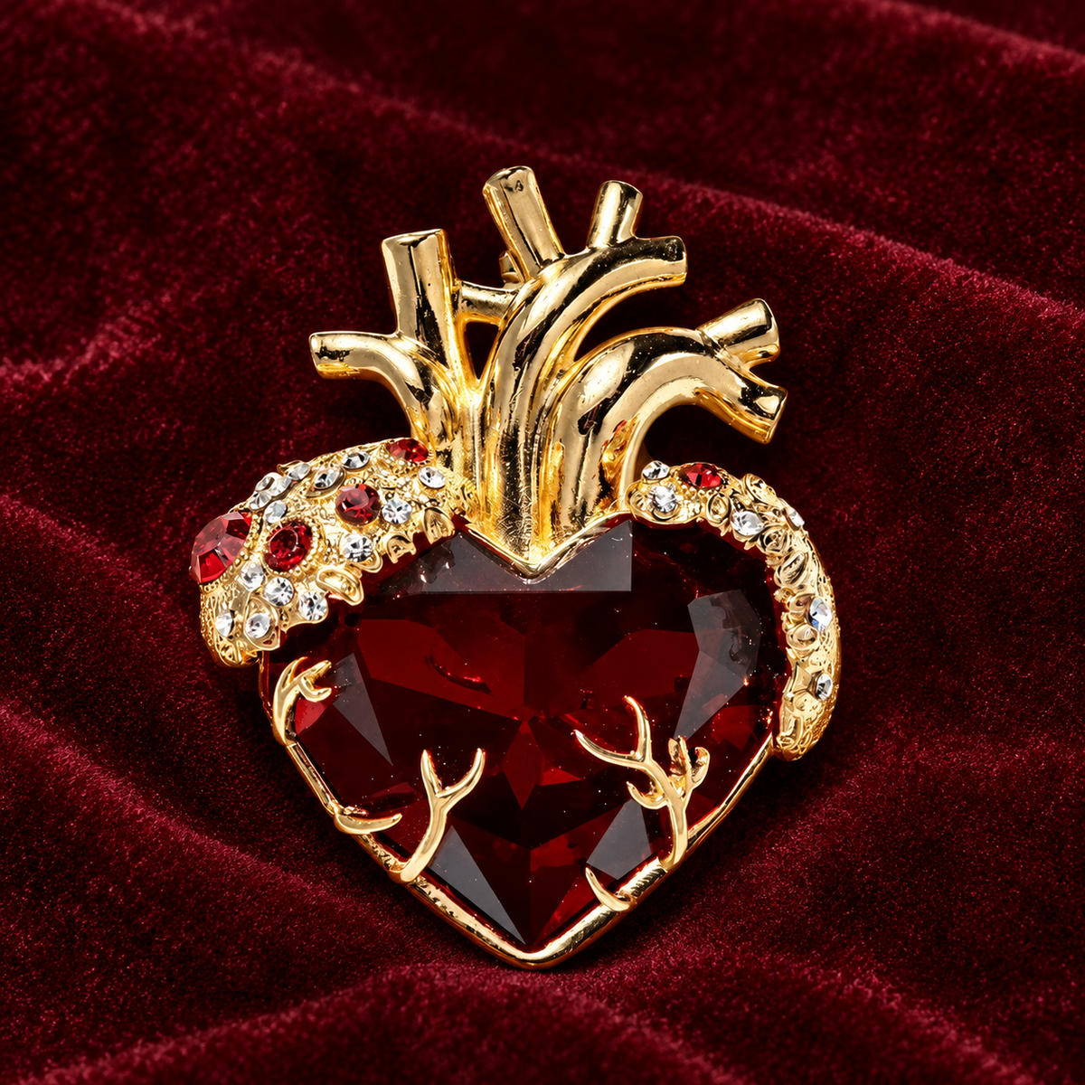 Heart brooch front view