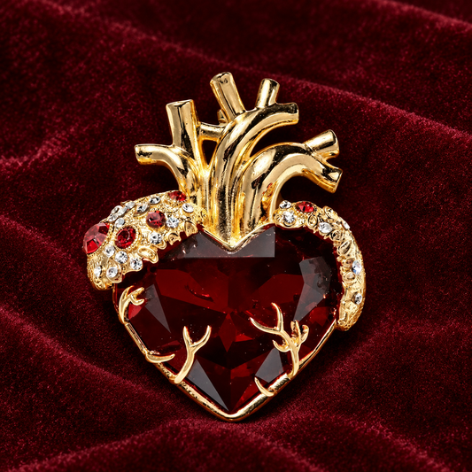 Heart brooch front view