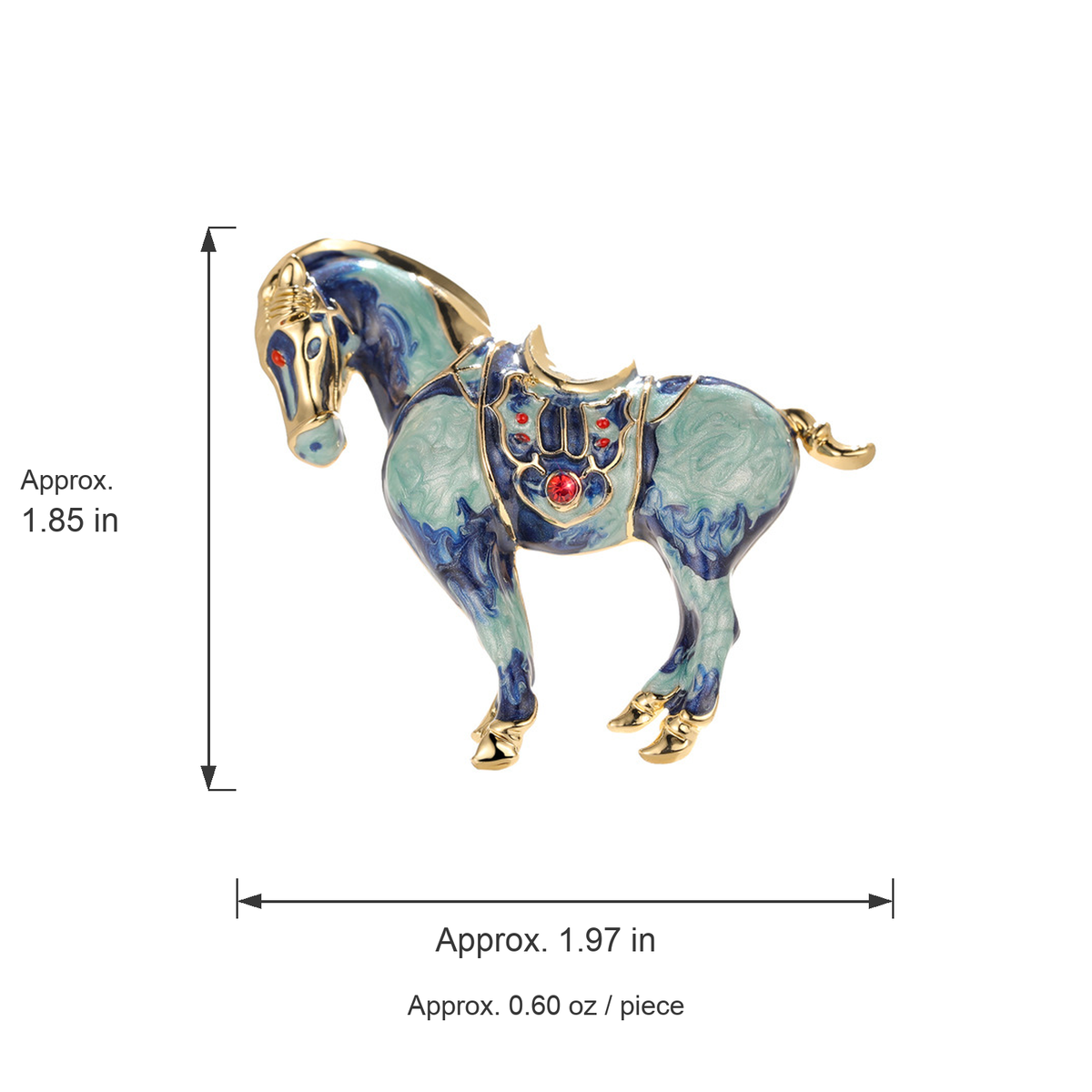 Horse brooch dimensions approx. 1.85 in high by 1.97 in wide and net weight 0.60 oz