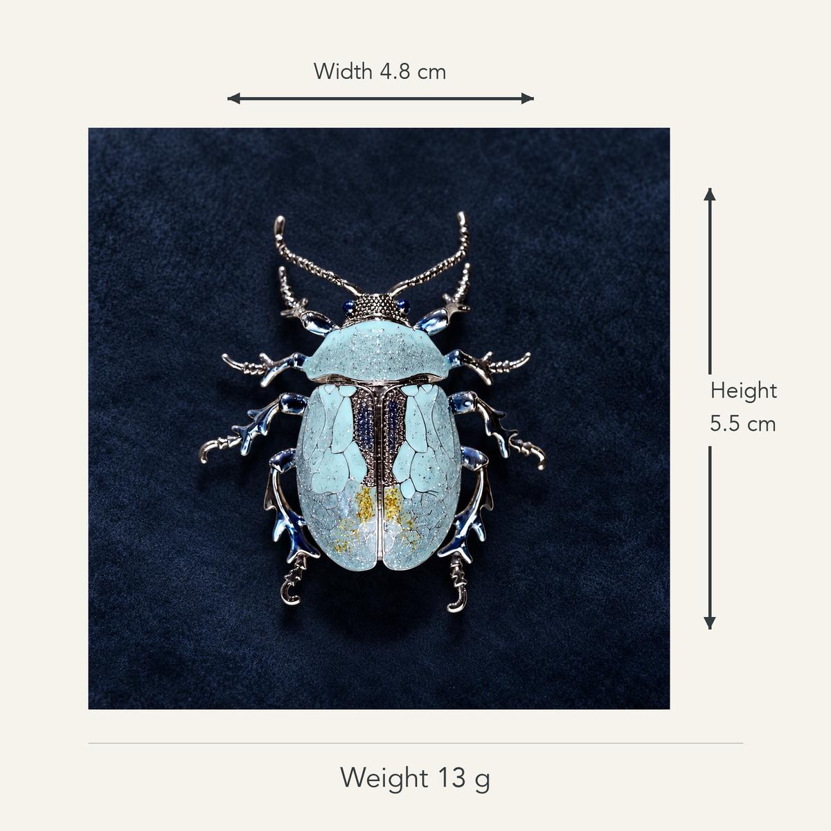 Size diagram for YC074-1 brooch with product image and measurement arrows