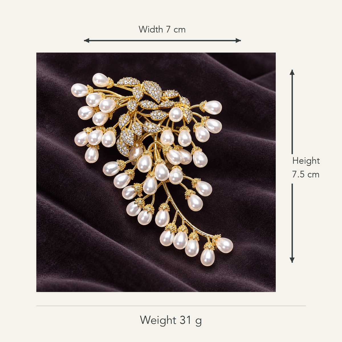 Size diagram for YC018-4 brooch with product image and measurement arrows