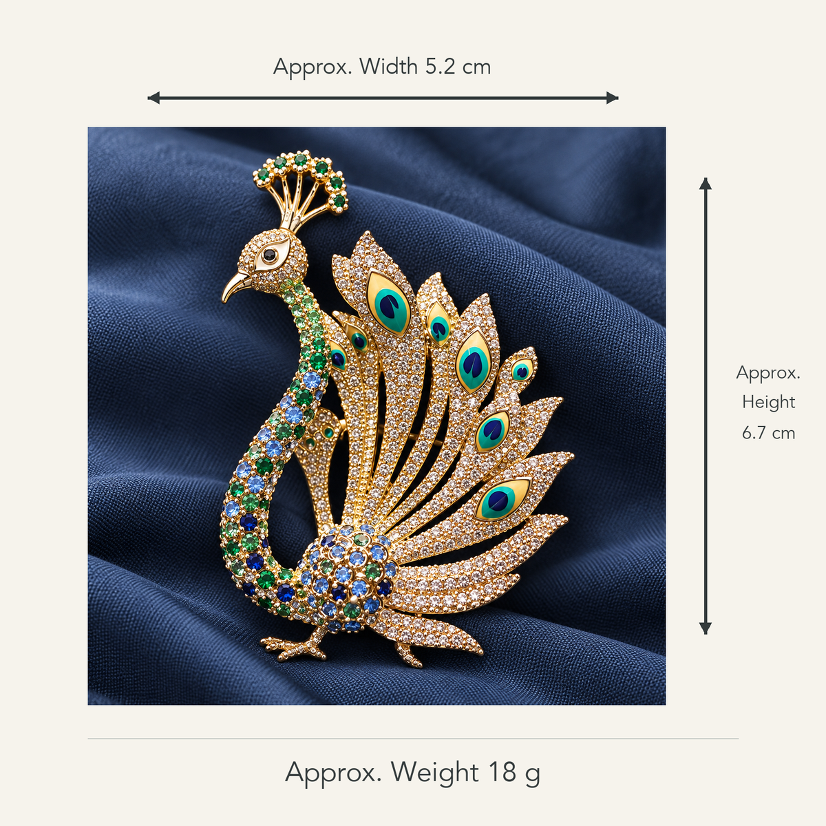 YC015-1 brooch supplier-confirmed dimensions with product image and measurement arrows