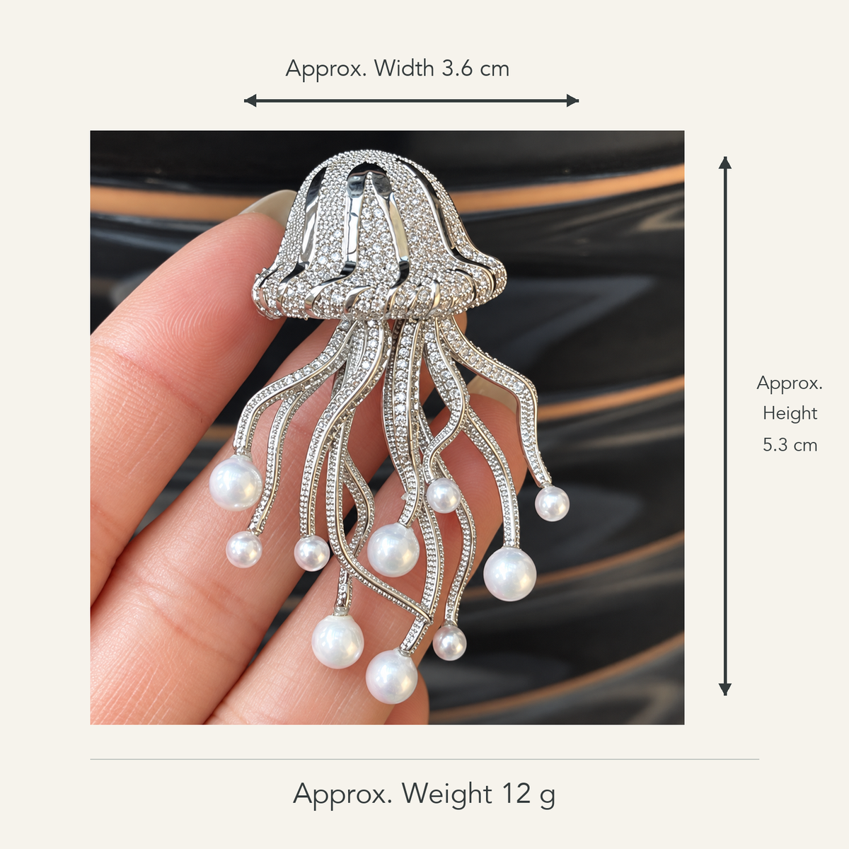 YC029-1 jellyfish brooch size: 3.6 cm wide × 5.3 cm high, approx. 12 g